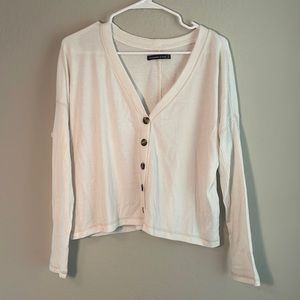 White button up sweater